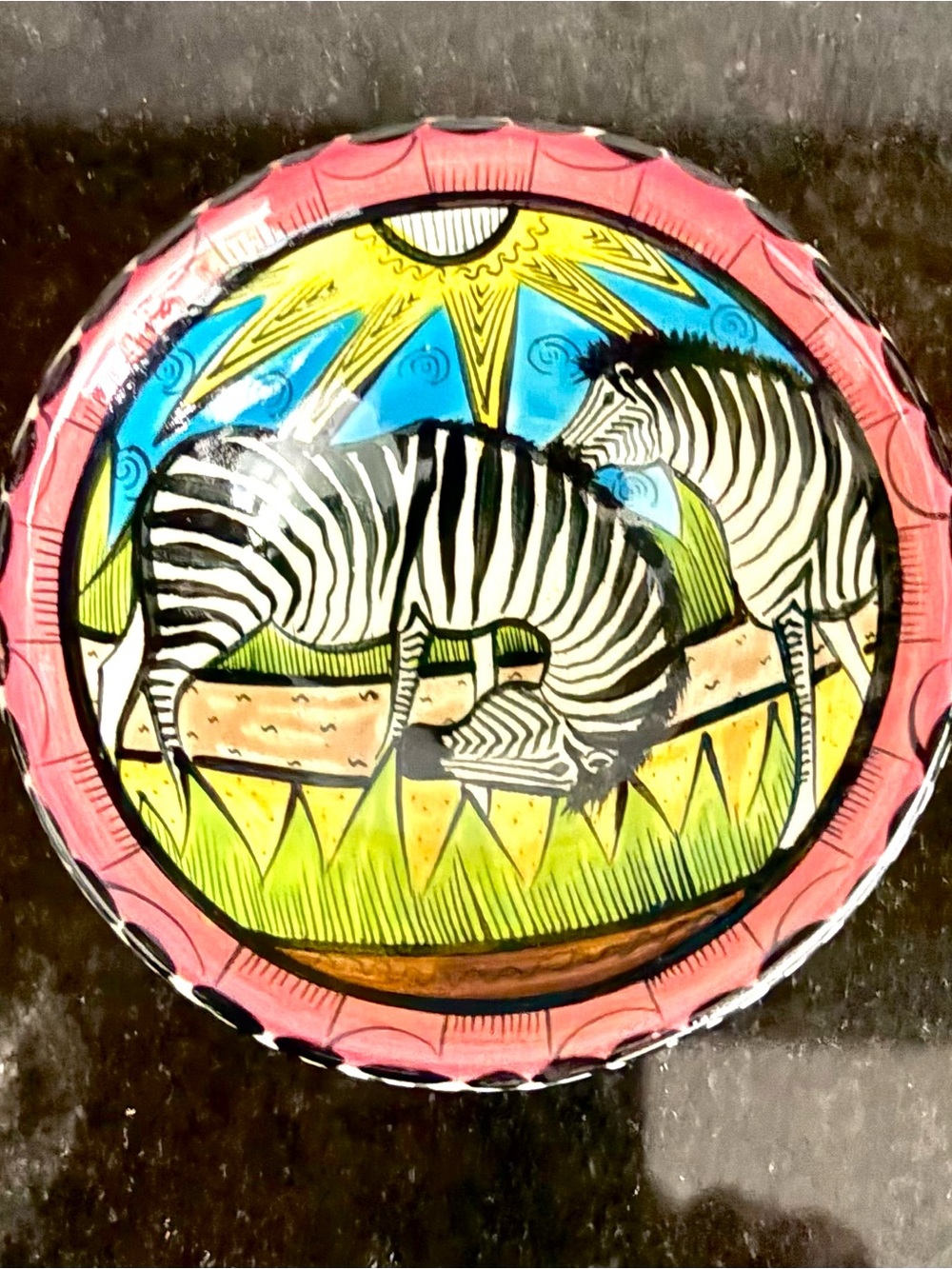 Penzo Made in Zimbabwe Hand Painted Bowl circa 2001 African Art